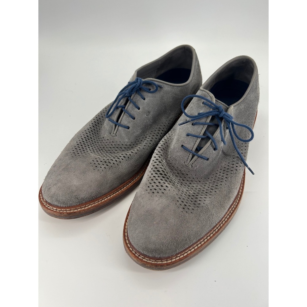 Cole Haan Grand.ØS Gray Suede Perforated Oxford Dress Shoes Men's 10.5M‎